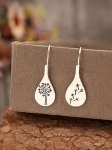 1pair Simple Vintage Frosted Dandelion Earrings