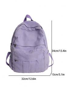 Versatile Fashion Women Canvas Backpack, Casual Daypack, School Backpack - Purple - View 5