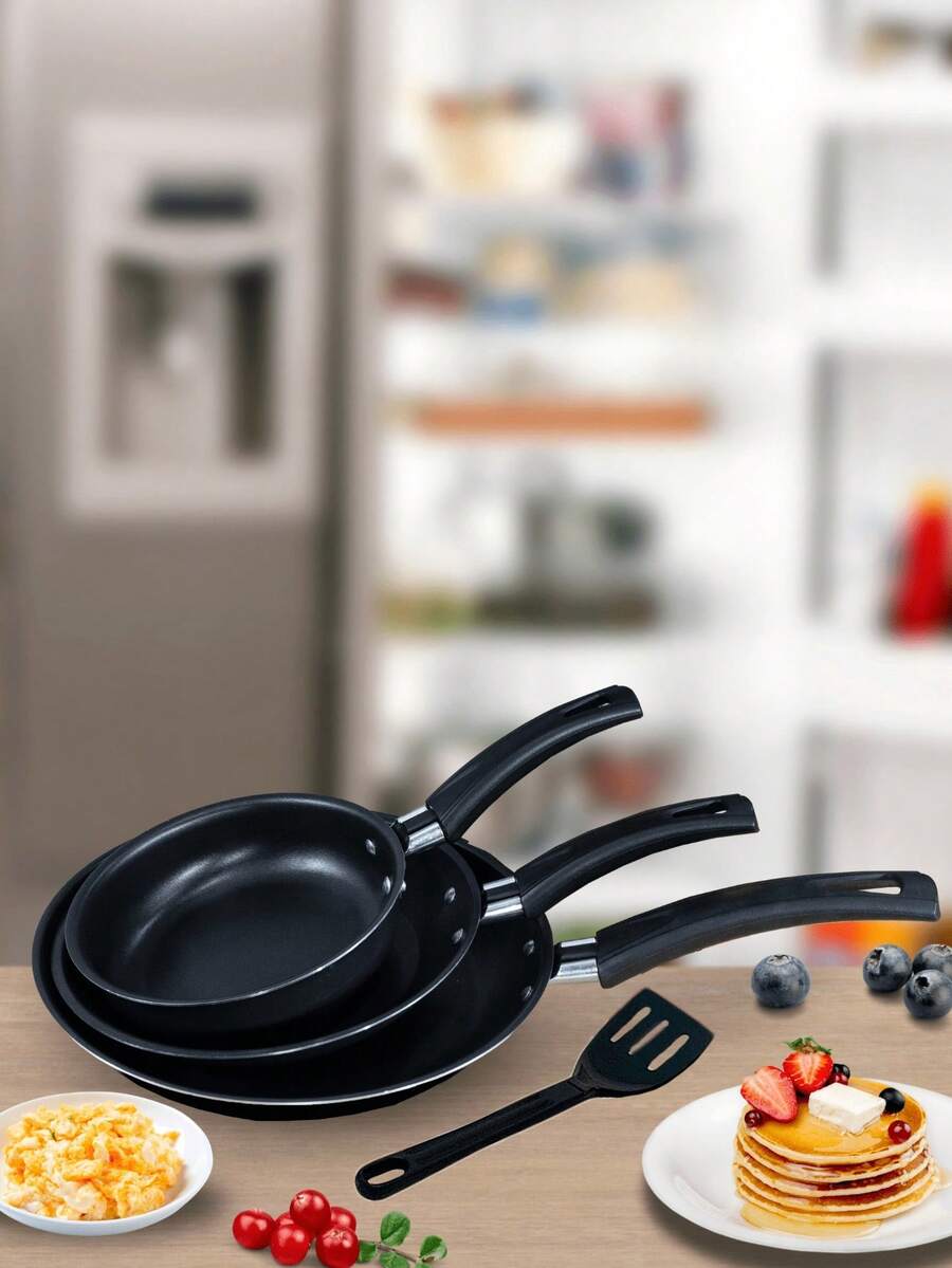 Globalflon 4-Piece Non-Stick Frying Pan Set + Spatula And Non-Stick French Egg Pan - Negro - Ver 1