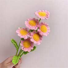 10pcs Handmade Crocheted Daisy Bouquet, DIY Artificial Flower Craft For Wedding, Girlfriend, Boyfriend, Best Friend, Mother's Day, Father's Day, Anniversary, Birthday, Home Decor, Potted Plant