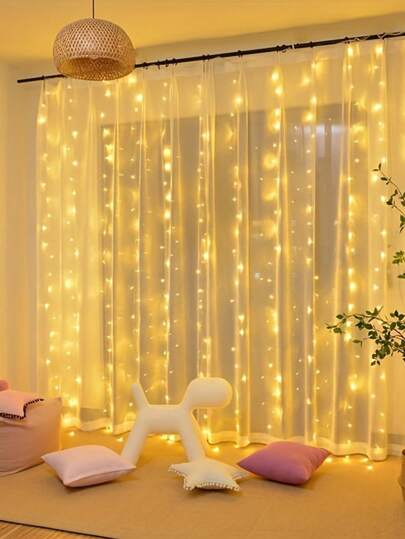 Lumini cu zâne cu LED - Sârmă de cupru alimentată prin USB, cu telecomandă, 8 moduri de iluminare pentru decorațiuni interioare, nunți de sărbători, Crăciun, zile de naștere și petreceri (Decoratări pentru fereastră)"