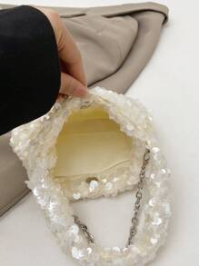 1 pieza Bolso de mano pequeño de alta gama con brillo, estilo minimalista para fiesta de noche, adecuado para banquetes y ocasiones