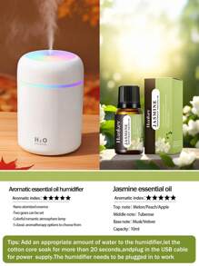 Umidificatore mini colorato, capacità 300ml, alimentazione USB, 3 colori opzionali, con nebbia fredda e luce atmosferica luminosa, 5 tipi di oli essenziali aromatici opzionali. Lo spray per aromaterapia è adatto per auto, camere da letto, soggiorni, scrivanie, umidificatori per auto di piccole dimensioni, regali per l'atmosfera della camera da letto, utilizzato per l'umidificazione quotidiana dell'aria, l'integrazione dell'acqua e la prevenzione dell'essiccamento