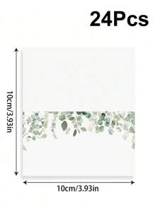 24pcs Floral Pink & Green Themed Foldable Wedding Place Cards, Suitable For Wedding Reception, Party, Birthday, Can Be Written On
