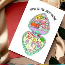 1pc, Funny 90's Polly Toys Birthday Card With Envelope Personalised Design, Suitable For Many Occasions, Unique Birthday Card For Friends, Family And Colleagues! (12cm/4.7inx17cm/6.7in)