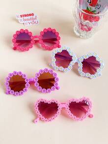 2/4Pcs 2025 Girls Cute Newest Flower Heart 3 Styles Kids Children Fashion Glasses Baby Eyewear - Multicolor - View 2