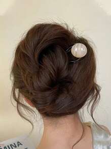 1 pezzo Fermaglio per capelli da donna con perle finte e strass, accessorio per capelli elegante e versatile per raccolti e chignon, fermaglio di moda per uso quotidiano, extension per chignon, accessorio per capelli, forcine per acconciature, accessori per capelli, articoli scolastici