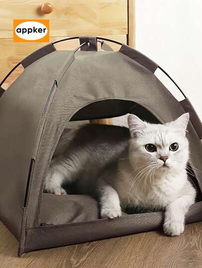 APPKER 适合猫和小型犬的舒适宠物帐篷 - 柔软舒适的睡眠窝，纯色设计，非常适合户外旅行和露营，完美的圣诞礼物，旅行宠物住宿 | 现代宠物帐篷 | 易于组装