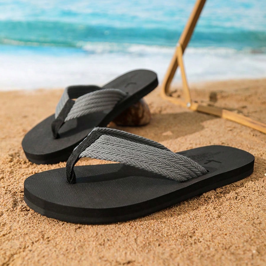 Sandalias tipo tanga para hombres en gris, suela suave y antideslizante de EVA, zapatillas de playa de moda y casuales para el verano