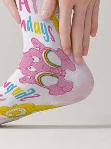 CARE BEARS 1 pereche de șosete pentru femei Care Bears Design, cu urs, urs funshine, urs dorință și urs Love-A-Lot, șosete și interesante, potrivite pentru purtarea zilnică, sărbători, zile de naștere și alte ocazii