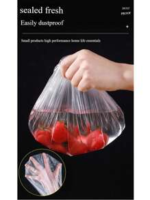 1 Pack Of 50-100pcs/300-500pcs Clear Plastic Bowl Covers, PE Plastic Film Wrap, Kitchen Essential To Keep Food Fresh, Fruit Preserving Film Cover, Food Wrap Bags, Preserving Film Sleeves