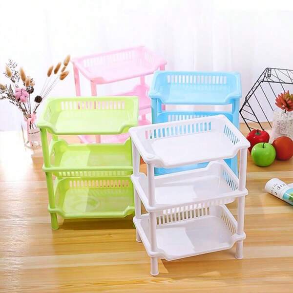 1pc Plastic Kitchen Storage Rack, Modernist Square Storage Rack For Kitchen,Bedroom, Study, Toilet, Bathroom Storage Rack