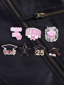 7 件 2025 届毕业季珐琅别针学位帽文凭创意胸针背包翻领徽章珠宝礼物送给朋友