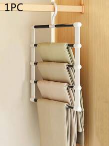2pcs Stainless Steel Pants Rack, Multi-Layer Seamless Storage Pants Rack, Multifunctional Pants Rack, Cloud Ladder Hanging Pants Folding Pants Rack, Multi-Layer Folding Pants Hanger, Suitable For Wardrobe, Wardrobe Storage And Wardrobe Storage Pants Rack, Anti Slip, Can Store Pants, Jeans, Skirts, Scarves, Leggings