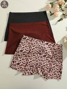 3pcs Women's Breathable Comfortable Elasticized Waistband No-Show Seamless Briefs