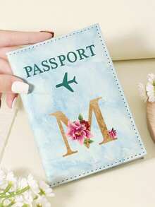 1 件 A-Z 26 个字母时尚字母印花时尚勃艮第护照套，优质 PU 皮革护照钱包，带多卡位，可存放信用卡、登机牌和身份证，紧凑便携的旅行必备收纳包，适合男女 - 粉色 - 查看 51