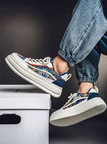 Men's Fashionable Rope Thick Sole Low-Top Casual Sneakers Canvas Shoes, Versatile For Spring/Summer