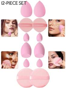 30pcs Multi-Purpose Makeup Sponge Set, Blending Foundation Beauty Sponge, Includes: 10pcs Liquid Makeup Sponges + 10pcs Mini Liquid Makeup Sponges + 5pcs Air Cushion Puffs For Face Makeup + 5pcs Round Puffs For Face Concealer
