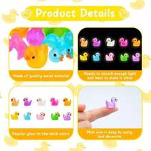20/30/50/100pcs Mini Bright Resin Ducks, Colorful Glowing Small Duck Statues For Garden Decoration, Miniature Landscape Garden, Dollhouse Ornaments Garden Sculpture Landscape Decorations ,Mighty Ducks,Toys Adult,Tiny,Small Animal,