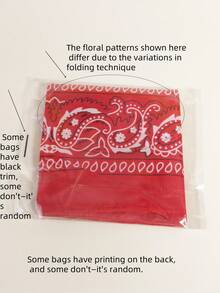 1 szt. Moda damska Chustka z nadrukiem Paisley Chustka, opaska do włosów, opaska na głowę idealna do ubierania się - Czerwony - Zobacz 5