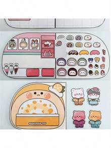 甜点蛋糕牛奶盒小鸭护肤套装、美甲贴纸、贴纸书、角色扮演装扮安静书 DIY 手工