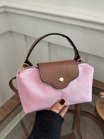 1pc Mini Fashion Handbag Small Square Bag, Fashionable & Versatile Women Shoulder Bag Crossbody Bag, Solid Color Mini Purse, Fits Phone, Coins, Lipstick, Daily Use, Commute , Pink