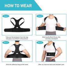 Back Brace Posture Corrector For Women And Men Back Lumbar Support Shoulder Posture Support For Improve Posture Provide And Boost Self-Confidence - Black - View 2