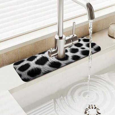 1 قطعة سجادة تجفيف أدوات المائدة مطبوعة بنقوش حيوانات، سجادة مقاومة للرطوبة للمطبخ والحمام، سجادة ماصة للمياه لحنفية الحمام والمطبخ وديكور الطاولة، هدية مثالية للمناسبات، يمكن إهداؤها كهدية