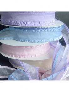 2.5cmx4.5m 荷叶边皱褶纱带服装材料边带波浪蝴蝶结丝带礼品鲜花包装胶带 - 彩色 - 查看 4