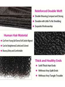 Pacotes de Cabelo Humano Encaracolado com Água 3/Peças Extensões de Cabelo Virgem Onda de Água 10 Polegadas, Cor Natural