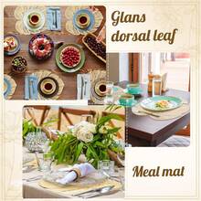 5 Pieces Wedding Leaf Placemat Metal Plastic Placemat Pressed Vinyl Table Mat Tropical Leaf Dining Table Mat For Dining Wedding Decoration Dining Table Decoration (Gold) - Multicolor - View 6