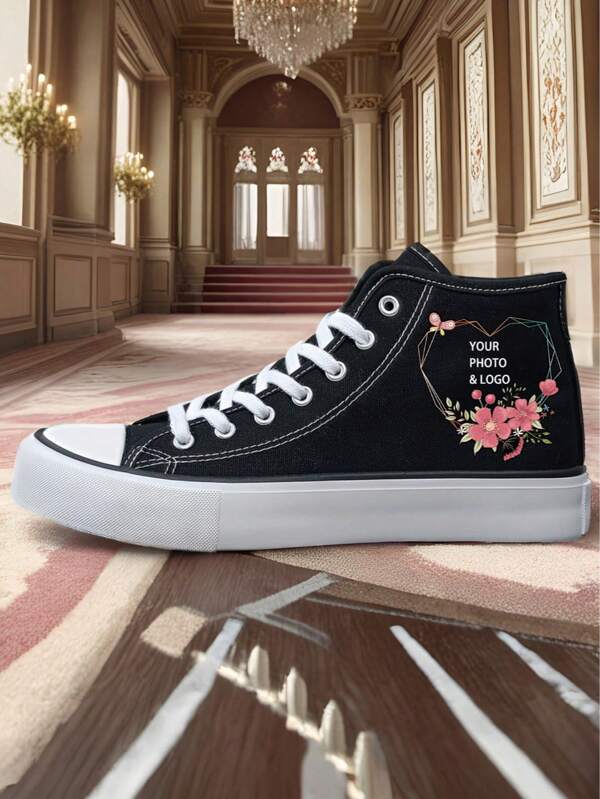 Anpassbare DIY Unisex Segeltuch Hoch-Top Sneaker, lässige Gummi-Außensohle Outdoor Sportschuhe für alle Jahreszeiten