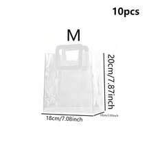 10 个重型透明 PVC 礼品袋（带手柄） - 可重复使用，非常适合新娘送礼会、青年送礼会、婚礼礼物和购物跳跃婚礼、生日、婚礼、订婚周年纪念派对宴会茶会婚礼精致工艺时尚搭配夏威夷（无发夹）装饰房子卧室装饰生日婚礼拍摄道具生日派对礼物随附礼品袋透明手提袋 - 彩色 - 查看 11