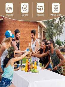 1 bucată față de masă din poliester, rezistentă la șifonare, lavabilă, potrivită pentru masă, nuntă, petrecere, banchet și camping