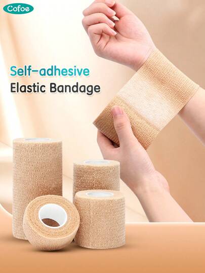 Cofoe 450cm wasserdichtes, atmungsaktives, selbstklebendes Tape, Vliesgaze-Bandagen, elastische Binden als Rolle für Erste-Hilfe-Tasche
