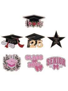 7 件 2025 届毕业季珐琅别针学位帽文凭创意胸针背包翻领徽章珠宝礼物送给朋友