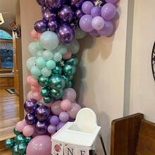 50 件美人鱼气球套装，婚礼、生日派对、周年纪念、毕业典礼、节日、母亲节、夏季聚会室内外装饰、房间装饰 - 美人魚配色 - 查看 5