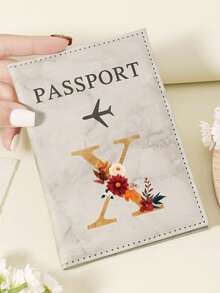 1pc A-Z 26 Letters Fashionable Letter Print Stylish Burgundy Passport Cover, Premium PU Leather Passport Wallet With Multi-Card Pockets For Credit Cards, Boarding Passes, And IDs, Compact And Portable Travel Essentials Organizer For Women, Men Graduation - Pink - View 32
