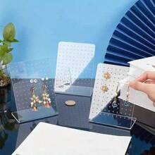 72 Holes Acrylic Earring Holder Organizer Earring Organizer 1/2/3pcs Clear Ear Studs Jewelry Storage Display Rack Showcase Earrings Display Stand Earring Storage For Retail Marketing Home Storage 4.57*3.15*1.77in Back To School