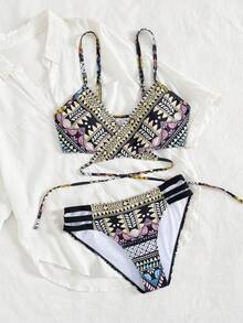 Conjunto de Bikini Elegante y Sexy de Estilo Europeo y Americano Nuevo para Mujer, para Playa