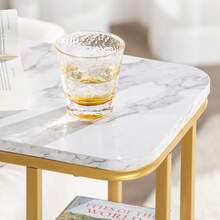 SoBuy FBT110-G Side Table With 2 Shelves Sofa Table Coffee Table Laptop Table Bedside Table Nursing Table With Golden Metal Frame W X H X D Approx.: 50 X 58 X 30 Cm - Gold - View 3