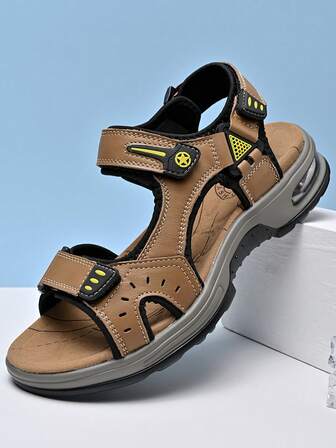 New Soft Sole Genuine Leather Sandals, Fashion Breathable Casual Outdoor Beach Shoes, Comfortable Roman Style Men Sandals