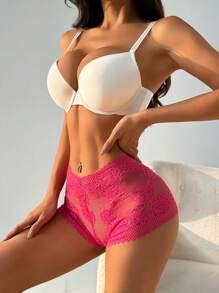 5 PCS Women's Sexy Lace Boxer Shorts Mid Waist Seamless Briefs Tummy Control &Butt Lifter Stretch Panties Hollow Out Sports Underwear Lingerie
