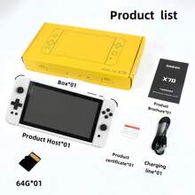 powkiddy X70 Tela TN de 7 Polegadas, 64GB, Acompanha mais de 5.500 jogos clássicos e nostálgicos, Suporta conexão com TV para longa duração da bateria, É um console de jogos portátil para viagens em família, presentes de Dia dos Namorados ao ar livre e jogos retrô