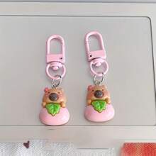 Set de 6 llaveros de la serie rosa de dibujos animados de capibara, llavero de mejor amigo, accesorios para billetera, mochila, teléfono móvil, auriculares, colgante de llave de coche, regalos pequeños creativos para fiestas y vacaciones
