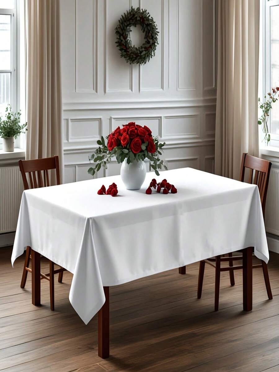 1 bucată față de masă din poliester, rezistentă la șifonare, lavabilă, potrivită pentru masă, nuntă, petrecere, banchet și camping