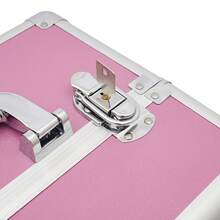 Rolling Makeup Train Case, Cosmetic Trolley With Keys, Hairdressing Travel Case - Pink - View 6