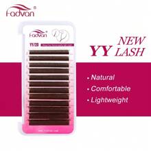 FADVAN 12 Rows YY Shape 0.07 C/D/DD/L/L+/LU Curl 8-15mm&Mix Hand Woven Premium Soft Light Natural Eyelashes Extension Supplies Makeup Mesh Net Cross Lash For Professional Women Send In Random Packaging,Professional Eyelash Grafting,Lash Tech Supplies