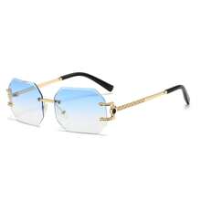 Stylish Oversized Gradient Fashion Sunglasses For Women Polygonal Frameless Fashion Sunglasses For Summer Beach Vacation,Outdoor,Travel