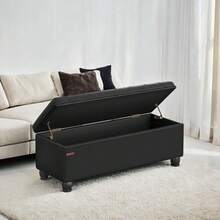 .5 Storage Ottoman Synthetic Leather End Of Bed Load 330lb Ottoman With Storage Bedroom Gray - màu đen - Xem 6